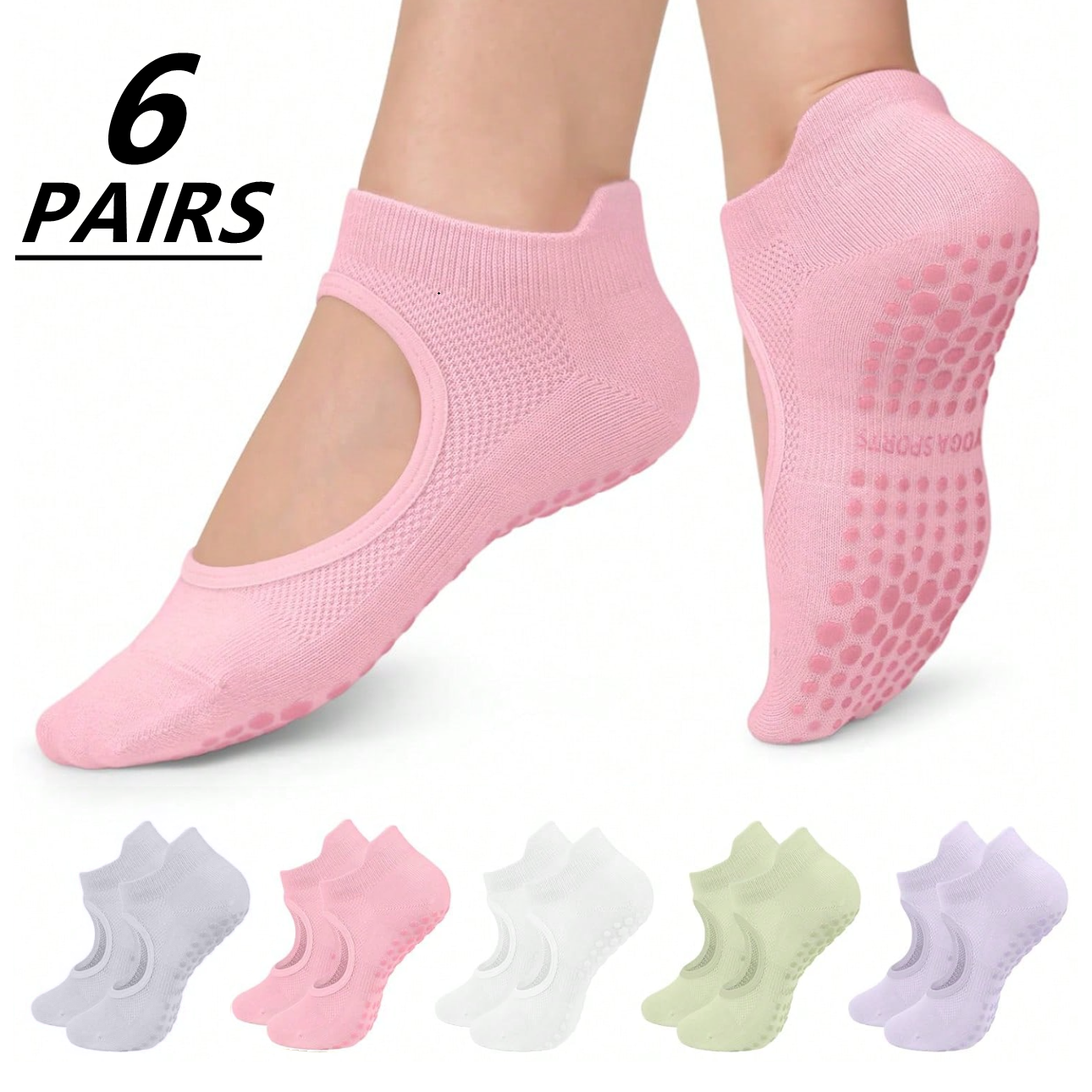 1/6_Pairs Women'S Yoga Socks N - Pilates Yoga Mat 评论和价格