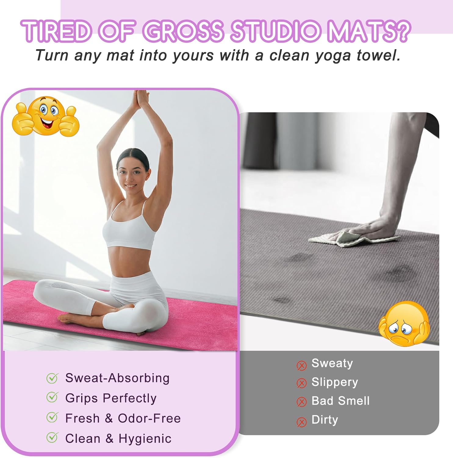 Yoga Mat Towel, Extra Thick 60 - Pilates Yoga Mat 评论和价格