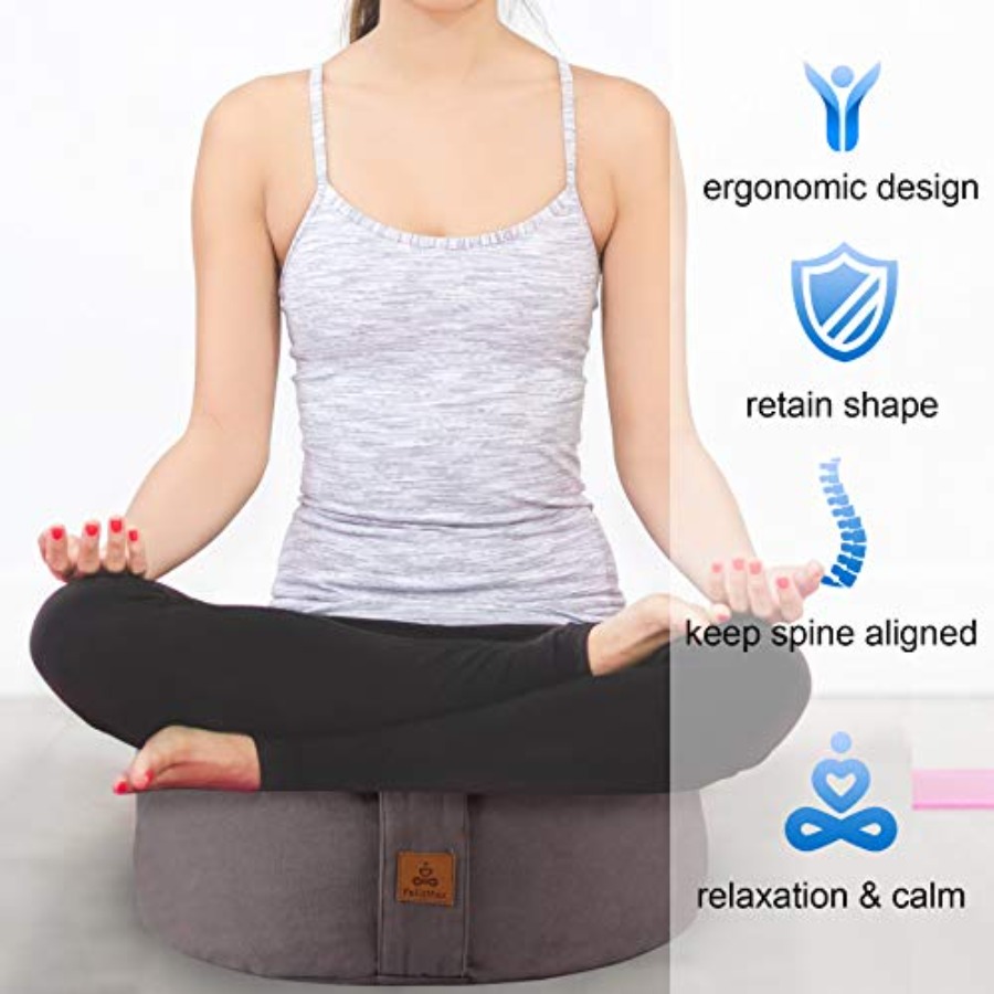 Zafu Buckwheat Meditation Cush - Bolster Cushion Round 评论和价格