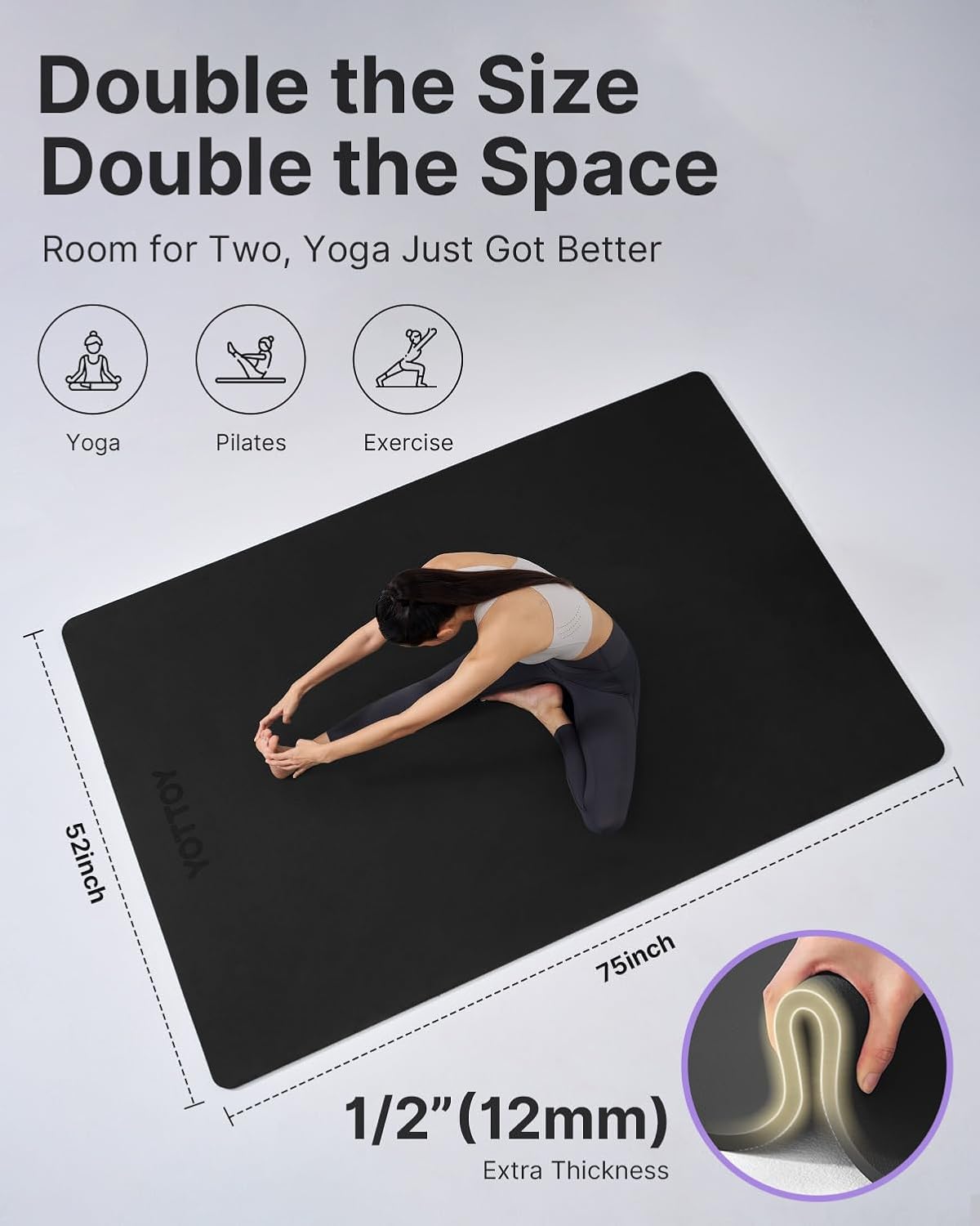 Large Yoga Mat 75x52x1/2in, Ex - Pilates Yoga Mat 评论和价格