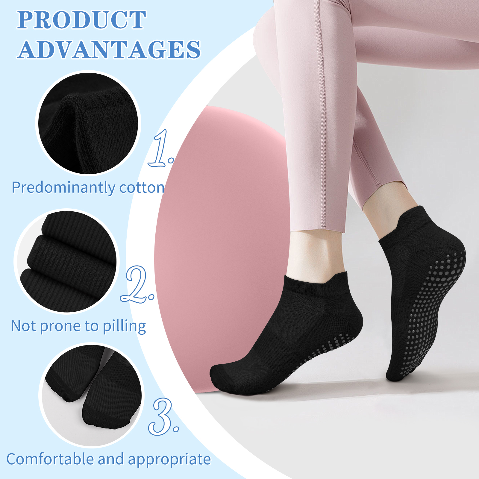 3 Pairs Yoga Socks Women Cotto - Pilates Yoga Gym 评论和价格